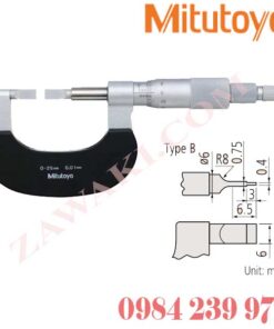 122-111 Panme đo ngoài cơ khí đo rãnh Mitutoyo 0-25mm
